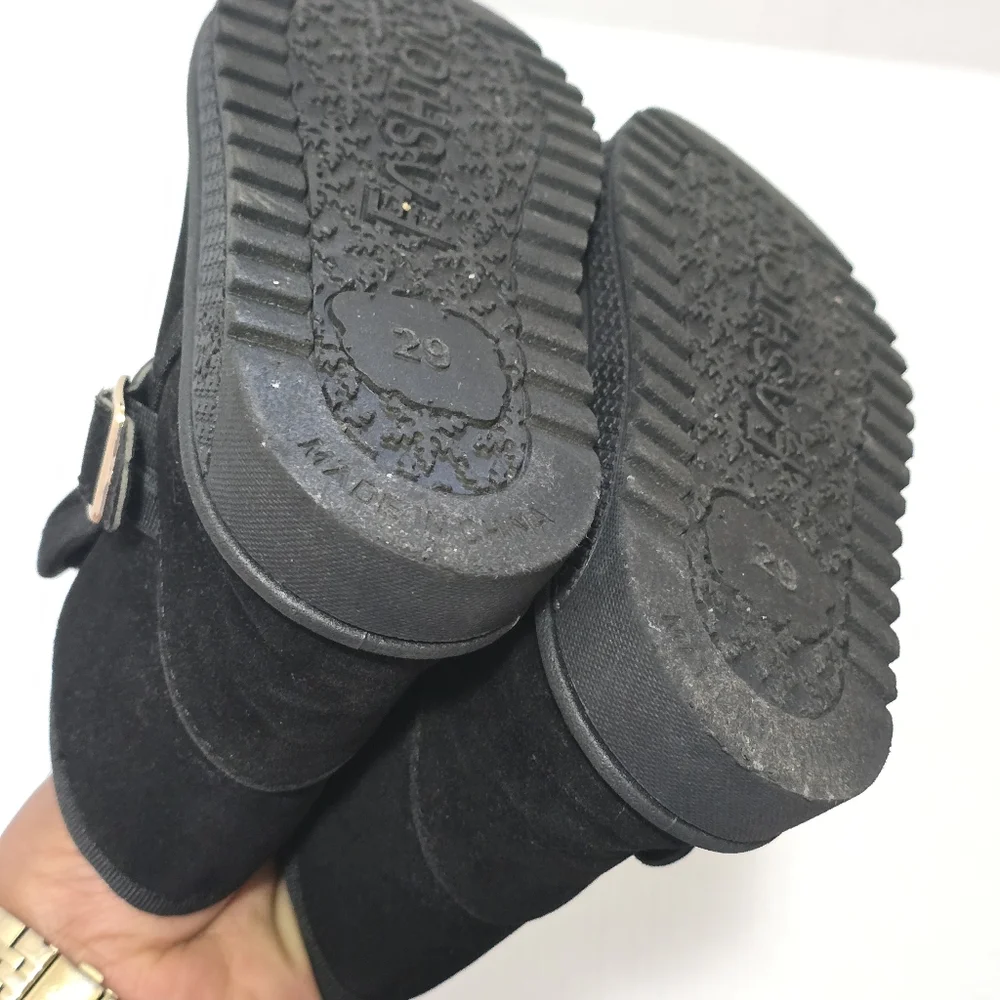 Fashon Fuzzy Snow Boots Toddler Girls Size EU29 Black Warm Winter Cozy